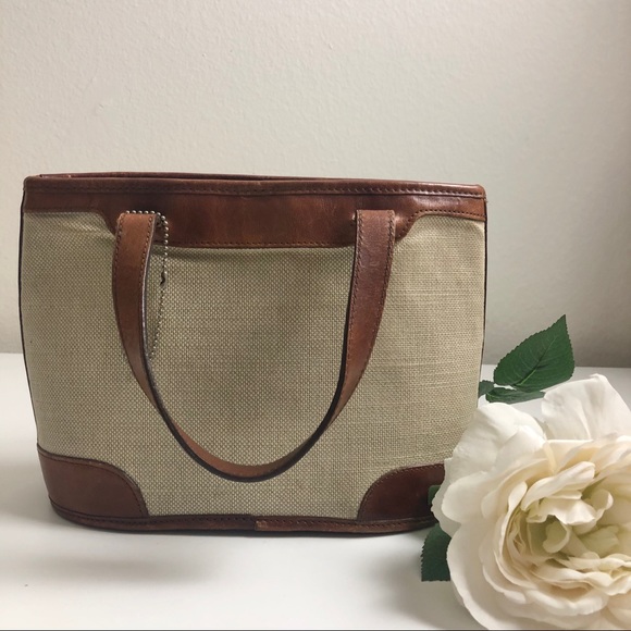 Brahmin woven canvas and genuine leather mini tote - Picture 3 of 8